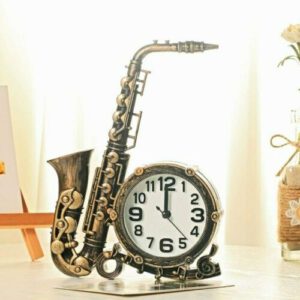 Reloj despertador saxofón analógico estilo clásico alarma saxo regalo decora sax
