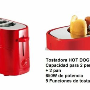 TOSTADORA PARA PERRITOS CALIENTES HOT DOG 650W CAPAC. 2 PERRITOS Y 2 PANES
