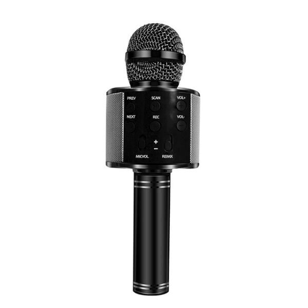 microfono inalambrico ws-858 karaoke bluetooth efectos voz bateria gris plata