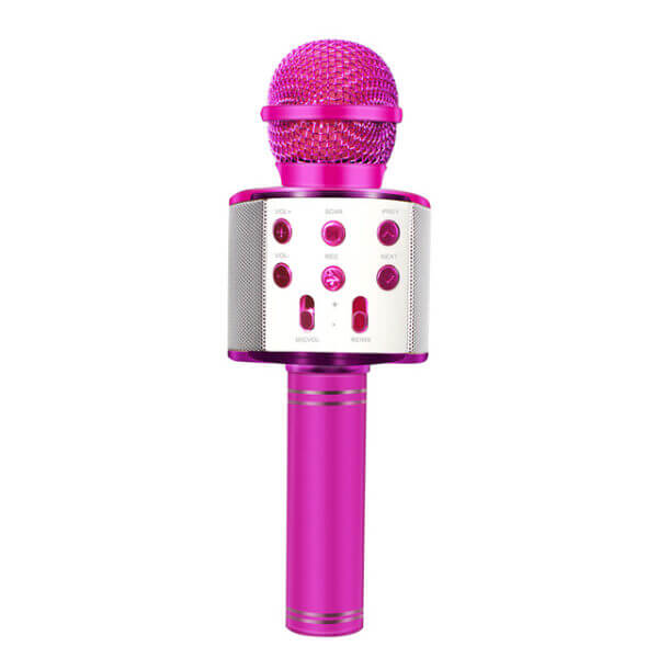 microfono inalambrico ws-858 karaoke bluetooth efectos voz bateria rosa