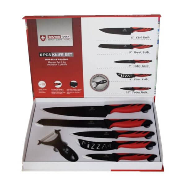 set de 6 piezas cuchillos swiiss touch switzerland 5 knife y pelador