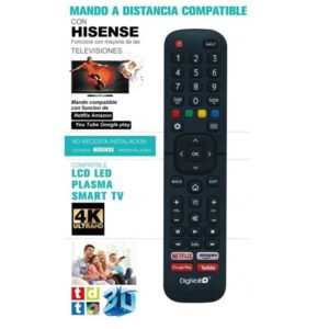 Mando a distancia para tv compatible hisense lcd led plasma smart tv