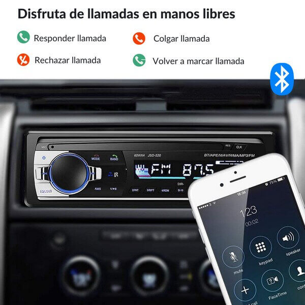 Radio universal coche Bluetooth 4x60W reproductor MP3 Fm estereo manos libres